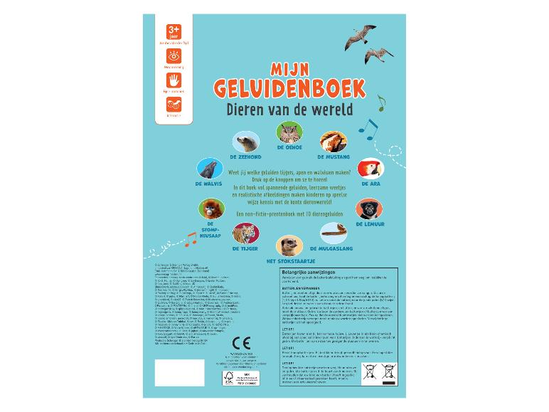 Interactief geluidenboek met dieren van de wereld voor kinderen vanaf 3 jaar.