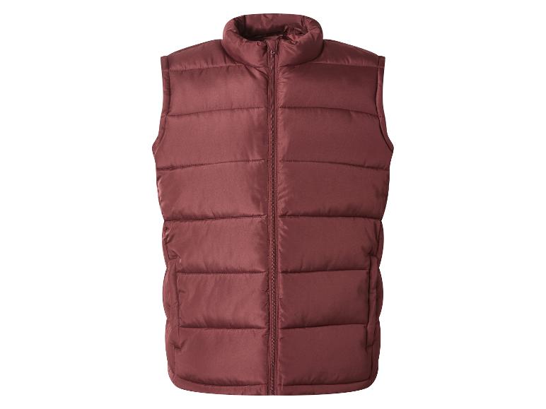 Bordeauxrode heren bodywarmer met hoge kraag en ritssluiting
