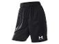 Zwarte sportshorts met elastische tailleband en wit logo