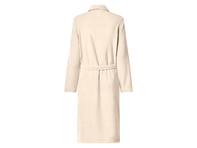Beige damesbadjas met ceintuur, achteraanzicht