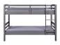 Grijs houten stapelbed met twee eenpersoonsbedden.