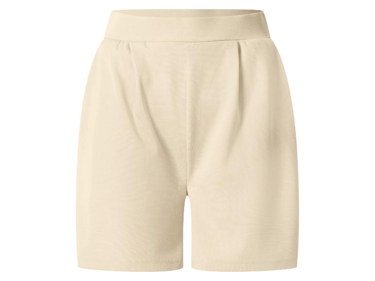 Beige shorts met hoge taille en plooien aan de voorkant