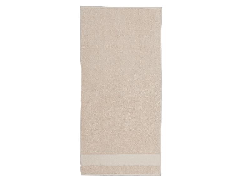 Beige badhanddoek met decoratieve rand