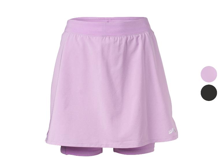 Lila dames sportrokje met geïntegreerde shorts, verkrijgbaar in lila en zwart.