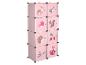 Roze modulaire kast met bosdieren en plantenmotieven, ideaal voor een kinderkamer.