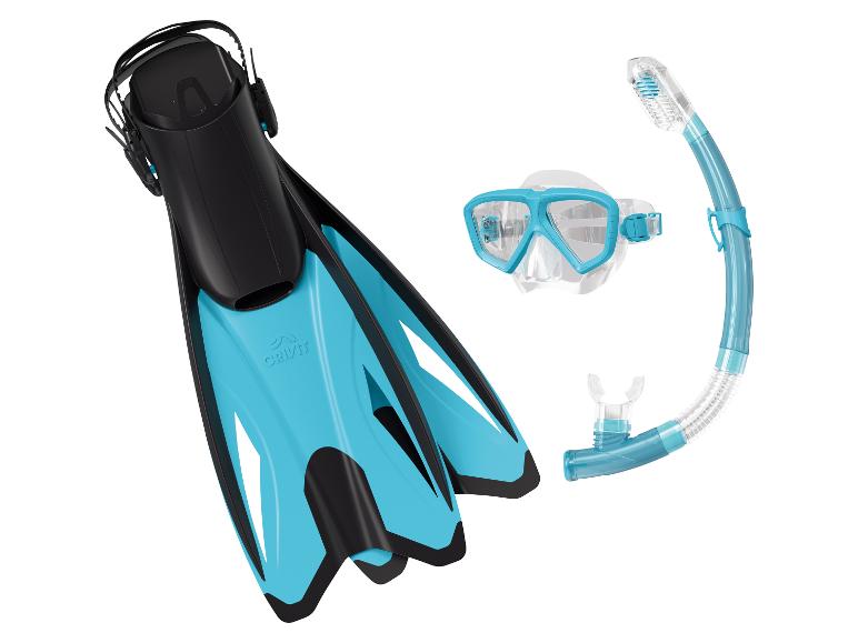 Cressi zwemvliezen, masker en snorkel: lichtblauwe snorkeluitrusting.