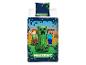 Minecraft dekbedovertrek en kussensloop set met Alex, Creeper en Steve op een pixelachtergrond.