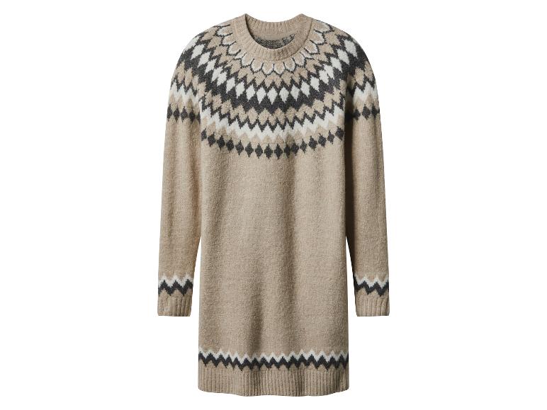 Beige trui-jurk met Fair Isle zigzagpatroon