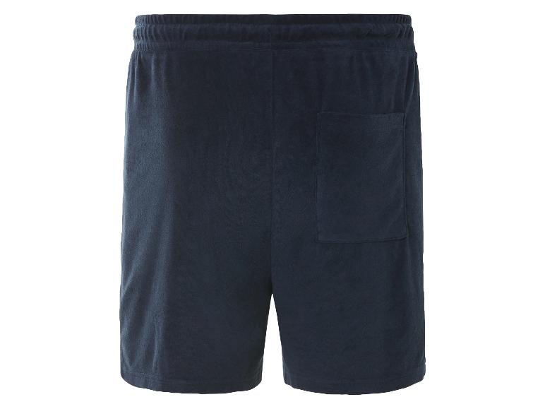 Donkerblauwe badstof shorts.