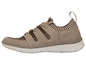 Beige sneaker met mesh en leren details.