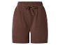Bruine fleece shorts met elastische tailleband en trekkoord.