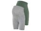 Twee zwangerschaps shorts, grijs en olijfgroen.