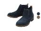 Donkerblauwe suède Chelsea boots met bruine zool