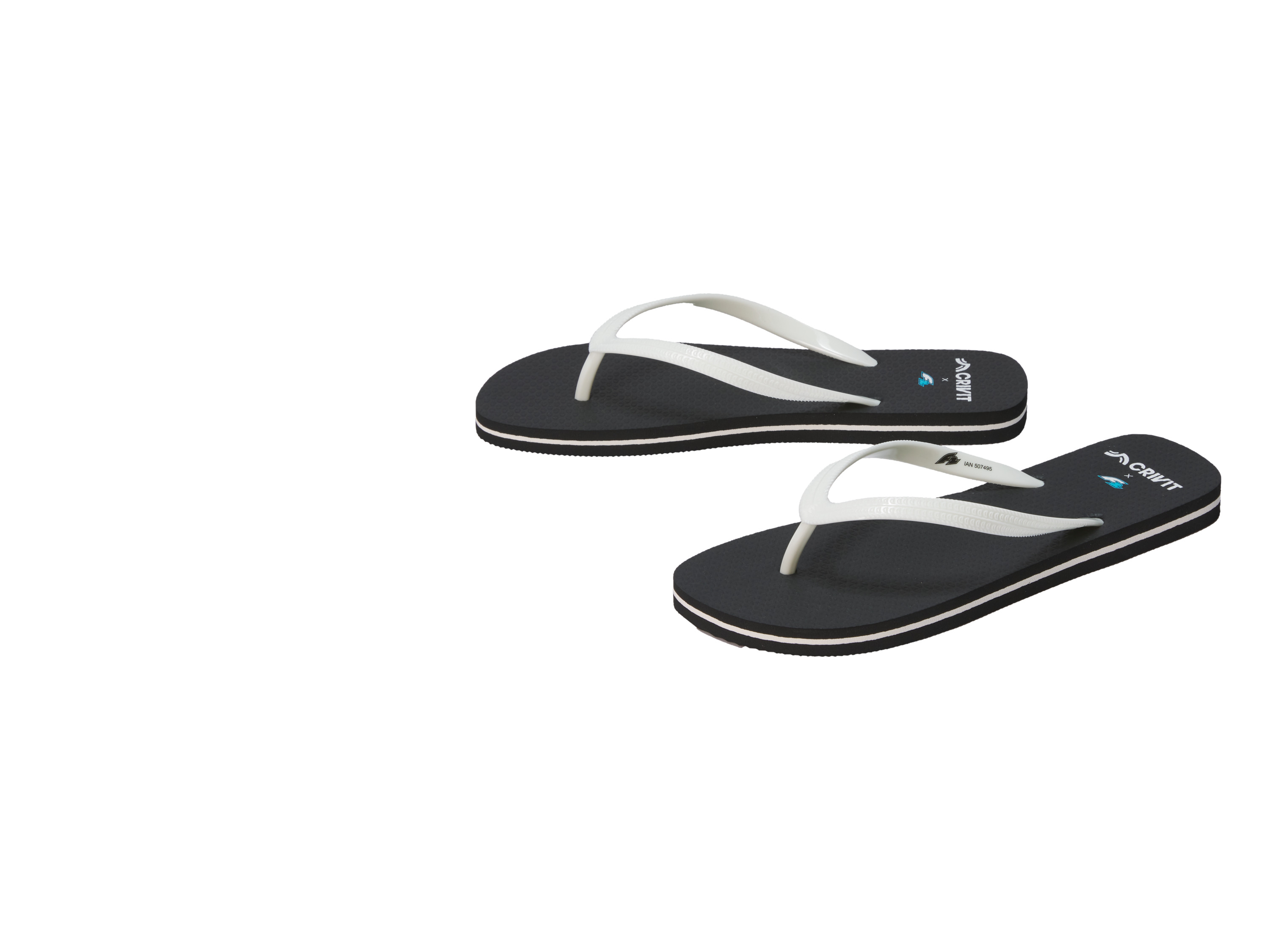 Dames teenslippers (Zwart/wit, 38/39) afbeelding