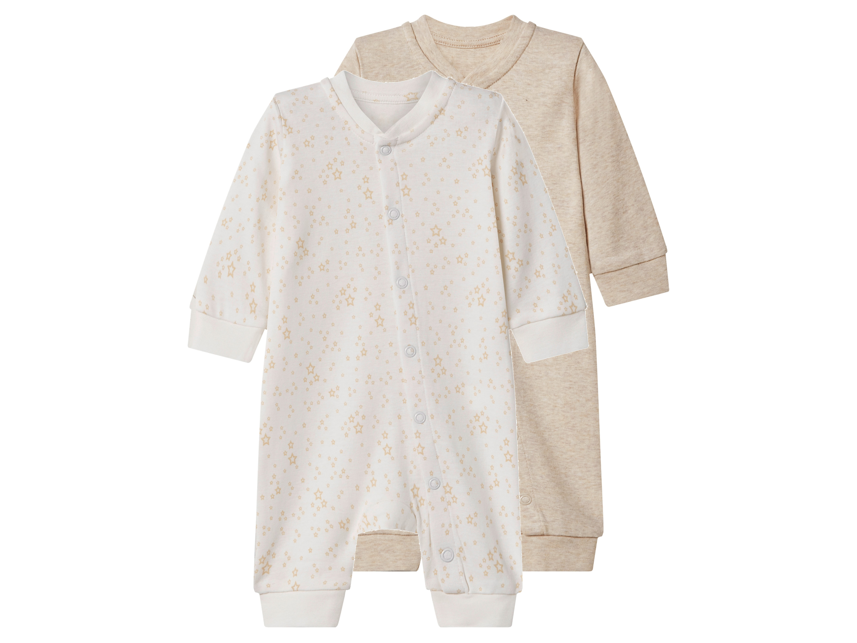 lupilu Set van 2 baby pyjama's (Beige/wit, 62/68)