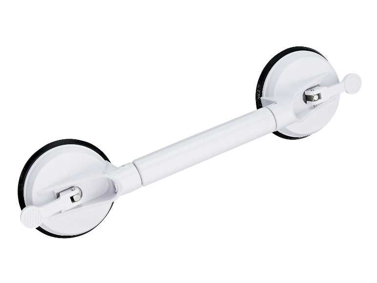 Witte douchegreep met twee zuignappen.