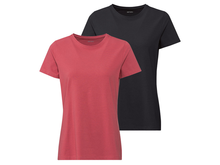 Ga naar volledige schermweergave: esmara® Dames T-shirt, 2 stuks, nauwsluitend van stretchjersey - afbeelding 1