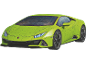 Groene 3D-puzzel in de vorm van een sportwagen op een zwarte achtergrond.