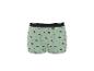 Lichtgroene boxershort met auto- en surfplankpatroon.