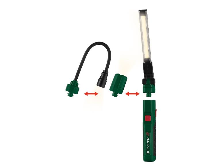 Parkside werklamp: flexibel en recht model, LED verlichting.