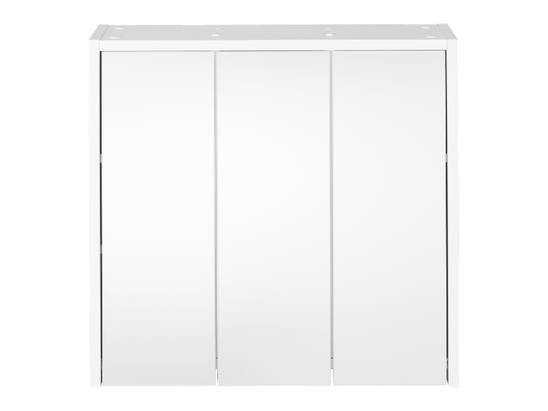 Wit, eenvoudig opbergkast met drie deuren.