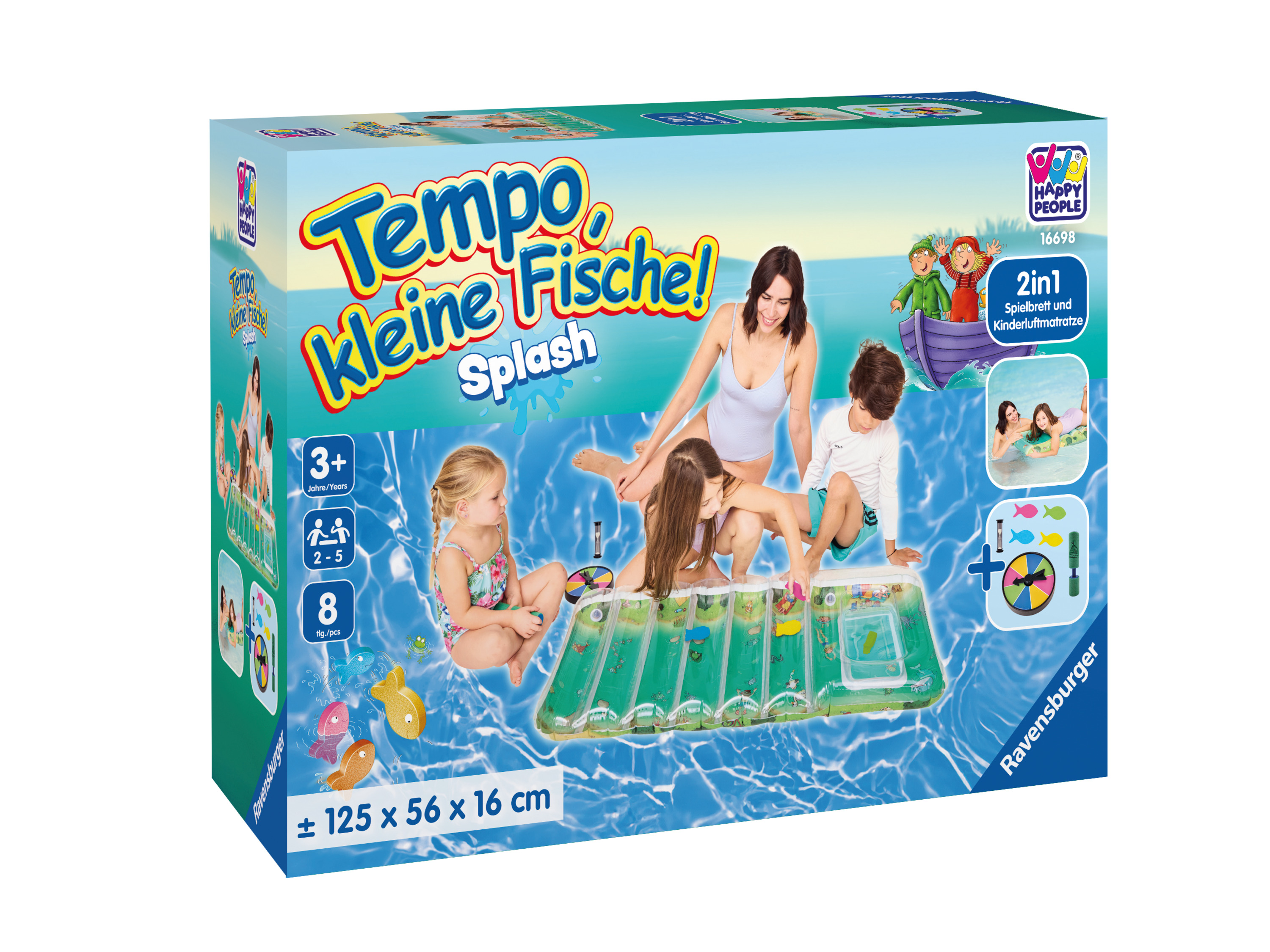 HAPPY PEOPLE Kinder luchtbed met spel, 125 x 56 cm