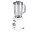 Een witte Kenwood blender met een glazen kan.