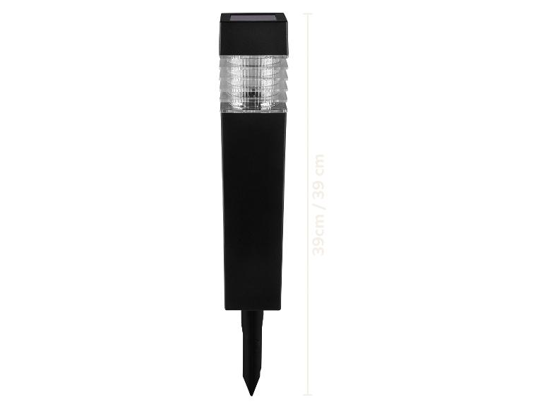 Zwarte 39 cm solar tuinlamp met grondspies