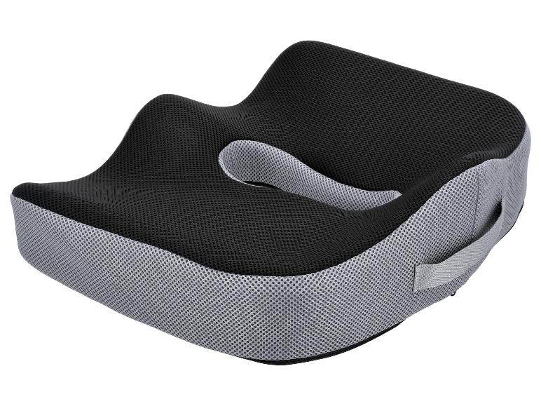 Zwart en grijs ergonomisch zitkussen met ademend gaas