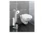 Modern toiletpapierhouder en wc-borstelhouder.