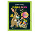 Krasplaatboek met Pasen-thema met konijn, eieren en bloemen.