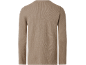 Beige wafelgebreide trui met lange mouwen voor heren, achteraanzicht.