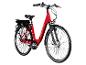 Rode Zündapp elektrische fiets met zwart zadel en bagagedrager.