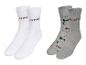 Twee paar Parks sokken: een paar witte en een paar grijze met gereedschapsmotief.
