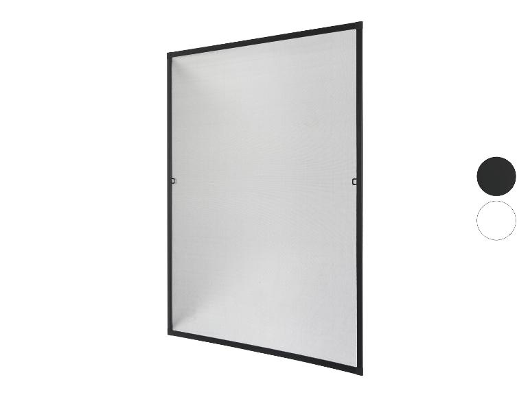 Insectenhor voor ramen met een zwart frame en wit gaas, met zwarte en witte kleuropties.