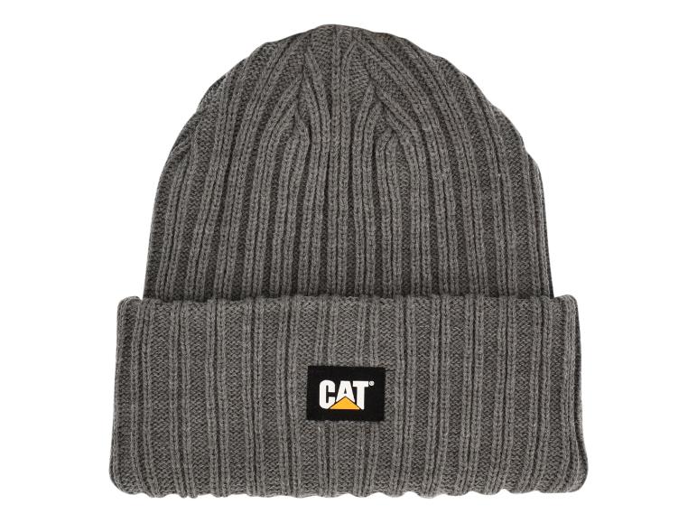 Grijze gebreide muts met Cat logo.