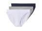 Set van drie damesonderbroeken in wit, grijs en donkerblauw.