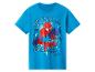 Blauw T-shirt met korte mouwen met een grafische print van een superheld en tekst