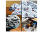 De Millennium Falcon Lego set met details van het schip.