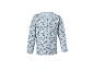 Lichtblauw baby shirt met lange mouwen en auto-opdruk.