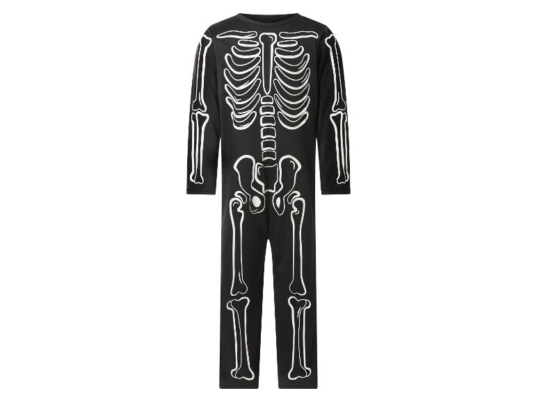 Zwart skeletpak met witte bottenprint