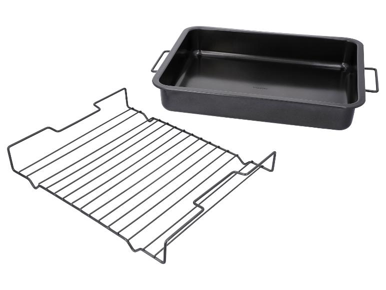 Zwarte bakplaat met bijpassend koelrooster.