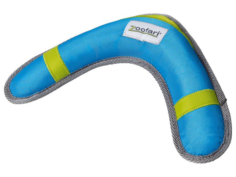 Blauwe boomerang hondenspeelgoed van Zooafari.