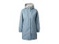 Blauwe regenjas met capuchon en fleece voering.