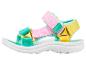 Kindersandalen, turquoise, roze en geel.
