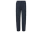 Donkerblauwe cargo broek met elastische tailleband.