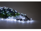 Witte kerstverlichting op een dennentak.