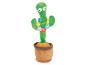 Groene cactus knuffel met kleurrijke bloemen in een bruine pot