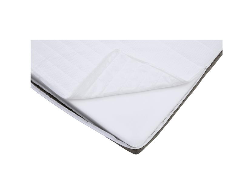 Matras met open rits, toont wit schuim en gewatteerde hoes.
