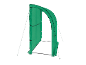 Groene tunnelkas met metalen frame en touwen.